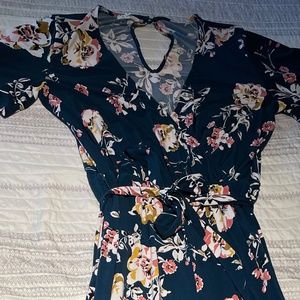 Maurices Teal Floral Jumpsuit